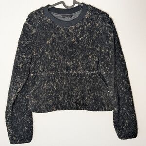 PrAna Polar Escape Sweater Crew Neck Long Sleeve Black Size M Sherpa Reversible